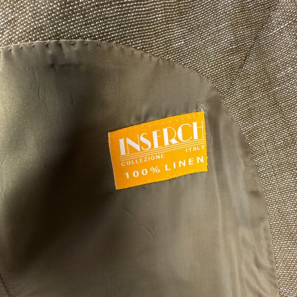 Inserch Sport Coat Mens 2XL Brown 100% Linen Jacket Blazer Elbow Patch‎ 2 Button - Picture 7 of 16